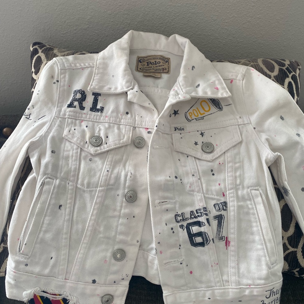 Ralph Lauren Kids White Jean Jacket with Patches